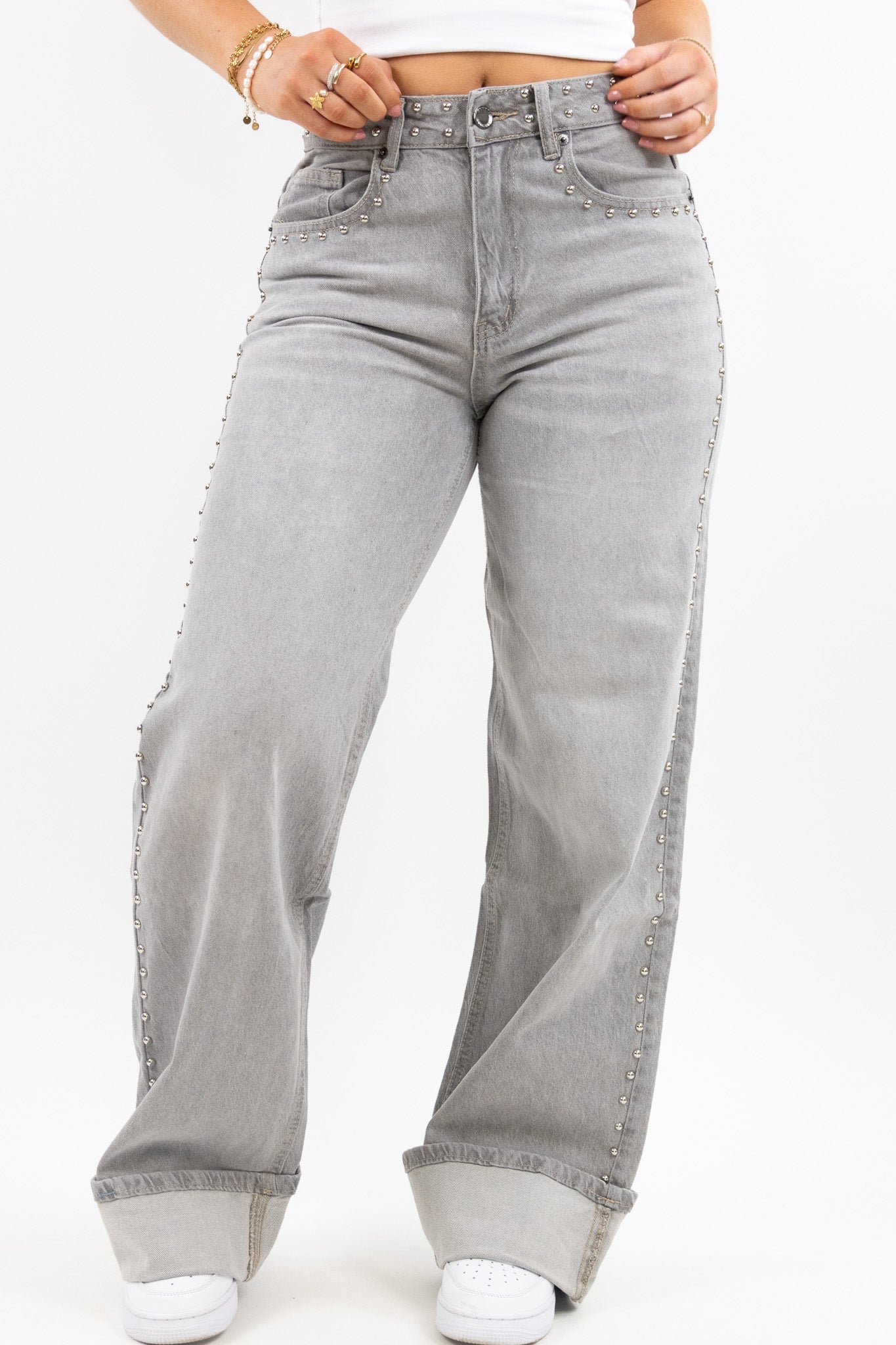 Liv studs wide leg jeans