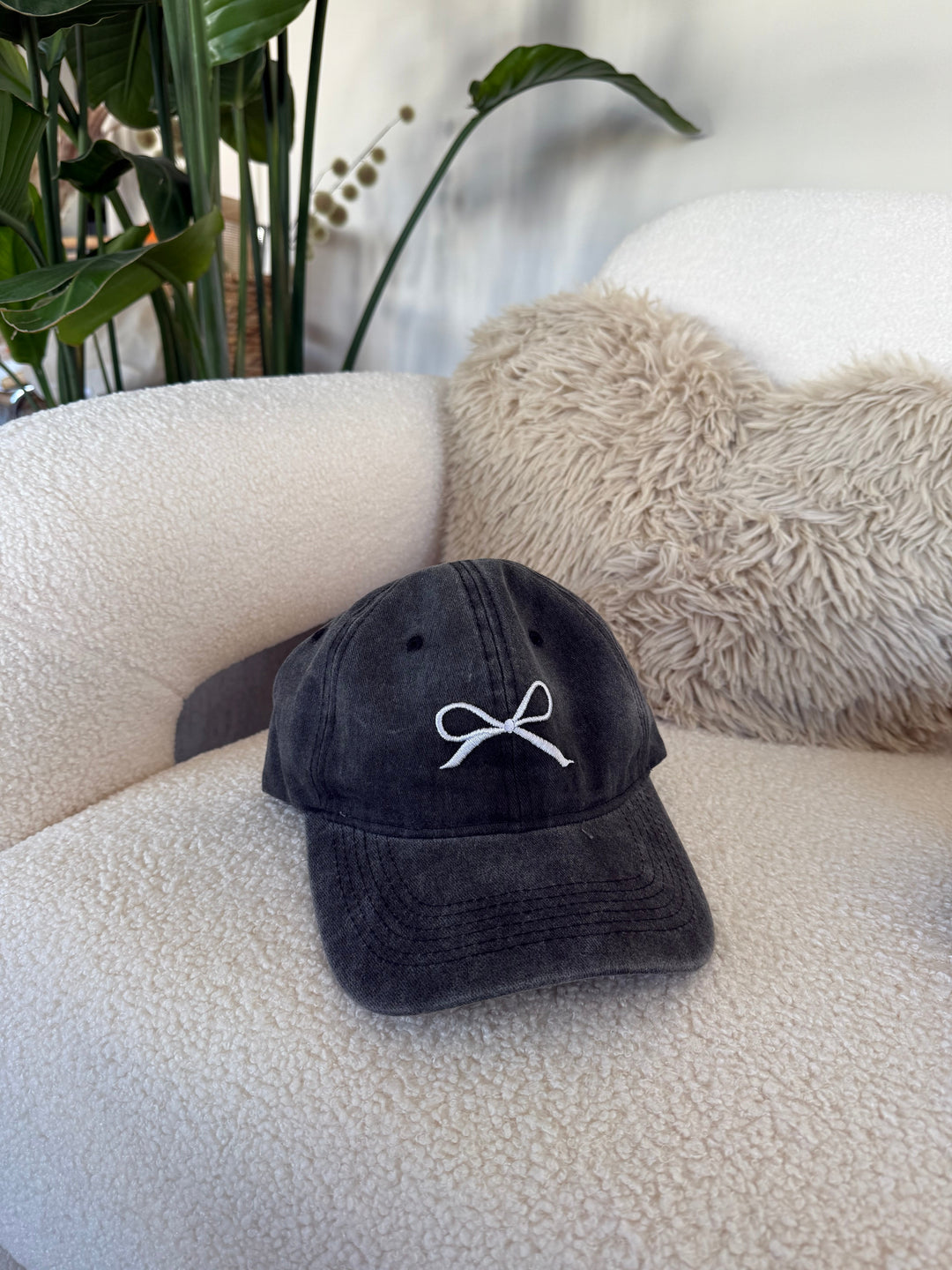 Bow denim cap